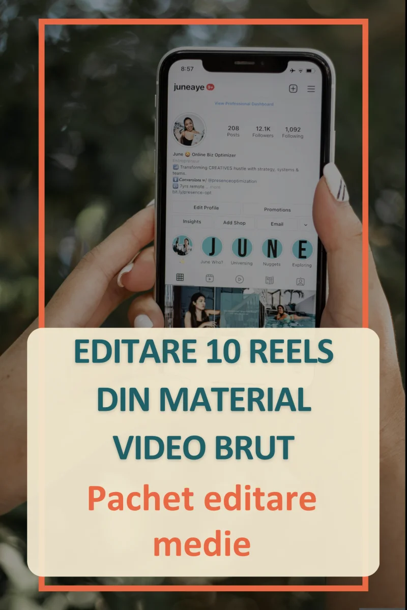 Editare medie 10 Reels din material video brut